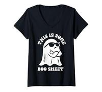 Femme Costume d'halloween Amusant This is Some Some Boo Sheet Cool Ghost T-Shirt avec Col en V