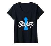 Femme Costume d'halloween Assorti de pièce d'échecs The Bishop T-Shirt avec Col en V