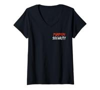 Femme Costume d'halloween Dad Mom Kid Toddler Citrouille Security Adult T-Shirt avec Col en V