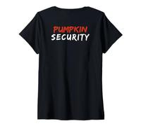 Femme Costume d'halloween Dad Mom Kids Back Citrouille Security Adult T-Shirt avec Col en V