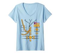 Femme Costume d'halloween de dictateur général Militaire T-Shirt avec Col en V