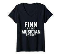 Femme Costume d'halloween de Musicien finlandais Gen Z Millennial Finn T-Shirt avec Col en V