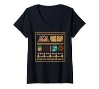 Femme Costume d'halloween Facile à Utiliser pour l'Ancien Maya T-Shirt avec Col en V