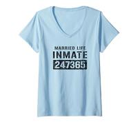 Femme Costume d'halloween pour Couple de Prisonniers et détenus T-Shirt avec Col en V