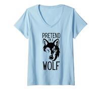 Femme Costume d'halloween Pretend I'm a Wolf T-Shirt avec Col en V