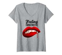 Femme Costume d'halloween Sexy avec Crocs de Vampire T-Shirt avec Col en V