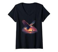 Femme Costume d'oiseau de Proie des États-Unis pour Les Amoureux patriotiques T-Shirt avec Col en V