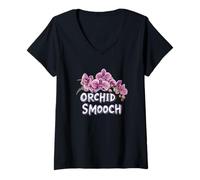 Femme Costume d'orchidée Smooch Discours pour Les Amateurs de Saison des orchidées T-Shirt avec Col en V