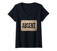 Femme Costume drôle de Discours Absent pour garçons et Filles T-Shirt avec Col en V