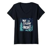 Femme Costume drôle de Nuit silencieuse dans Un Style Coquin T-Shirt avec Col en V