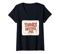 Femme Costume graphique Awesome Thanks for having me T-Shirt avec Col en V