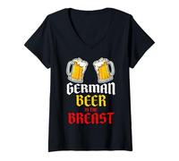 Femme Costume Humoristique de la bière Allemande « Beer is The Breast » T-Shirt avec Col en V