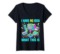 Femme Costume « I Have No Idea What This is 90s » pour garçons et Filles T-Shirt avec Col en V