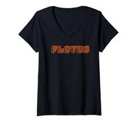 Femme Costume Melania Trump amusant assorti Orange Flotus T-Shirt avec Col en V