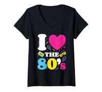 Femme Costume rétro années 80, années 80, années 80 T-Shirt avec Col en V