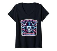 Femme Costume rétro Cant Hear Amusant pour garçons et Filles T-Shirt avec Col en V