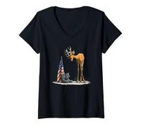 Femme Costume Symbolique tragique pour Les Amoureux des Cerfs américains T-Shirt avec Col en V