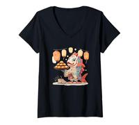 Femme Costume Traditionnel Koi pour la fête d'été Japonaise T-Shirt avec Col en V
