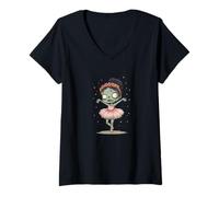 Femme Costume Tutu Zombie Cool pour Danser Les Zombies T-Shirt avec Col en V