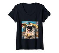 Femme Costume Vintage Carlin Boba Tea Bubble Drôle Garçons Filles Adulte T-Shirt avec Col en V