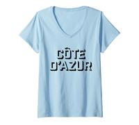 Femme Côte D'Azur France Industrielle T-Shirt avec Col en V