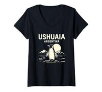 Femme Coucher de Soleil à Ushuaia, Argentine T-Shirt avec Col en V