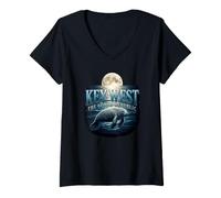 Femme Coucher de Soleil de Key West Mana The Conch Republic en Floride T-Shirt avec Col en V
