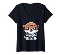 Femme Coucou Je Suis Une Loutre De Karaté Mignonne T-Shirt avec Col en V