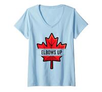 Femme Coudes en l'air Canada Flag Never 51 51st State Canadian T-Shirt avec Col en V