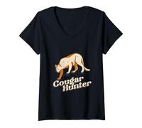 Femme Cougar Hunter Cougar Petite amie Cougar Femme Drôle Blague Meme T-Shirt avec Col en V