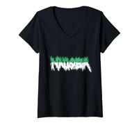 Femme Couleur Blanche drôle moitié nausée T-Shirt avec Col en V