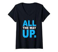 Femme Couleur Bleue All The Way Up Blue Graphic T-Shirt avec Col en V