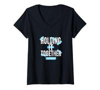 Femme Couleur Bleue Barely Holding it Together - Graphique Bleu T-Shirt avec Col en V