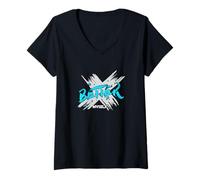 Femme Couleur Bleue Better Myself Graphique Bleu T-Shirt avec Col en V