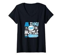 Femme Couleur Bleue The Hustle Looks Crazy Blue Graphic T-Shirt avec Col en V