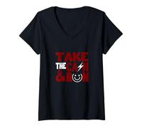 Femme Couleur Bordeaux Rouge Bordeaux Take The Cash & Run T-Shirt avec Col en V
