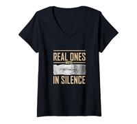 Femme Couleur bronzée Real Ones Move in Silence Tan Graphic T-Shirt avec Col en V