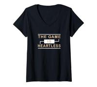 Femme Couleur bronzée The Game is Heartless Tan Graphic T-Shirt avec Col en V