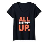 Femme Couleur Corail All The Way Up Coral Graphic T-Shirt avec Col en V