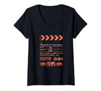 Femme Couleur Corail comme Un Film Graphique Corail T-Shirt avec Col en V