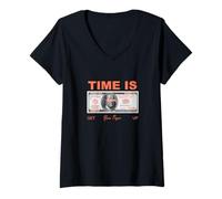 Femme Couleur Corail Vous Savez déjà à Quelle Heure Coral Graphic T-Shirt avec Col en V