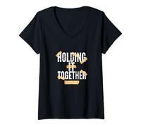 Femme Couleur Marron Barely Holding it Together Graphique Marron T-Shirt avec Col en V
