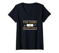Femme Couleur Marron The Game is Heartless Brown Graphic T-Shirt avec Col en V