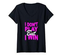 Femme Couleur Rose Don't Play, Win Pink Graphic T-Shirt avec Col en V