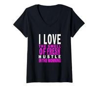 Femme Couleur Rose Fresh Hustle Pink Graphic T-Shirt avec Col en V