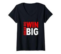Femme Couleur Rouge Dream/Win Big Red Graphic T-Shirt avec Col en V