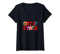 Femme Couleur Rouge Rupture de Stock Rouge Graphique T-Shirt avec Col en V