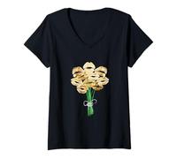 Femme Couleur Tan Flower Kisses Tan Graphic T-Shirt avec Col en V