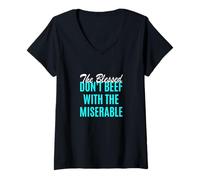 Femme Couleur Turquoise trop bénie pour être Une Turquoise misérable T-Shirt avec Col en V