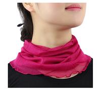 Femme Couleur Unie 100% Soie de Mûrier Tour de Cou Faux Col Foulard Écharpe de Cou Cercle Tube Écharpe (Rose rouge)